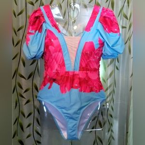 NWT Puff Sleeve one piece swimsuit